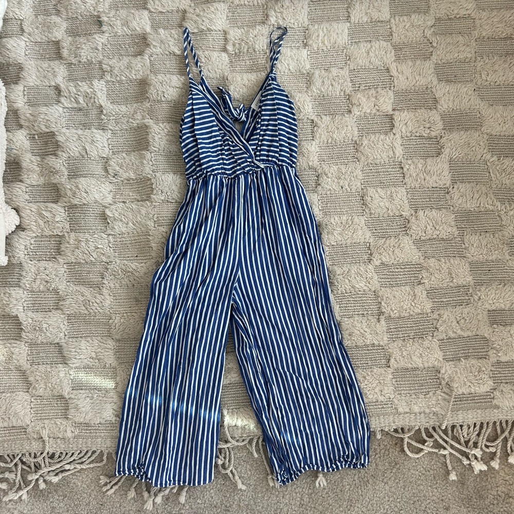 Blue and white striped jumpsuit | Small